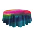 thumbnail image 5 of Colorful Tie Dye Wave Pattern Round Tablecloth 60"x60",Wrinkle Wipeable Table Cloth for Kitchen Dining Room Picnic Patio Party, 5 of 6