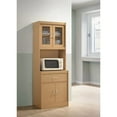 thumbnail image 2 of Hodedah Freestanding Kitchen Storage Cabinet w/ Open Space for Microwave, Beech, 2 of 4
