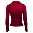 thumbnail image 5 of UJNDER Women's Long Sleeve V Neck Slim Fit Tops for Women Casual Basic Pleated Top T Shirt Comfortable Red L, 5 of 6