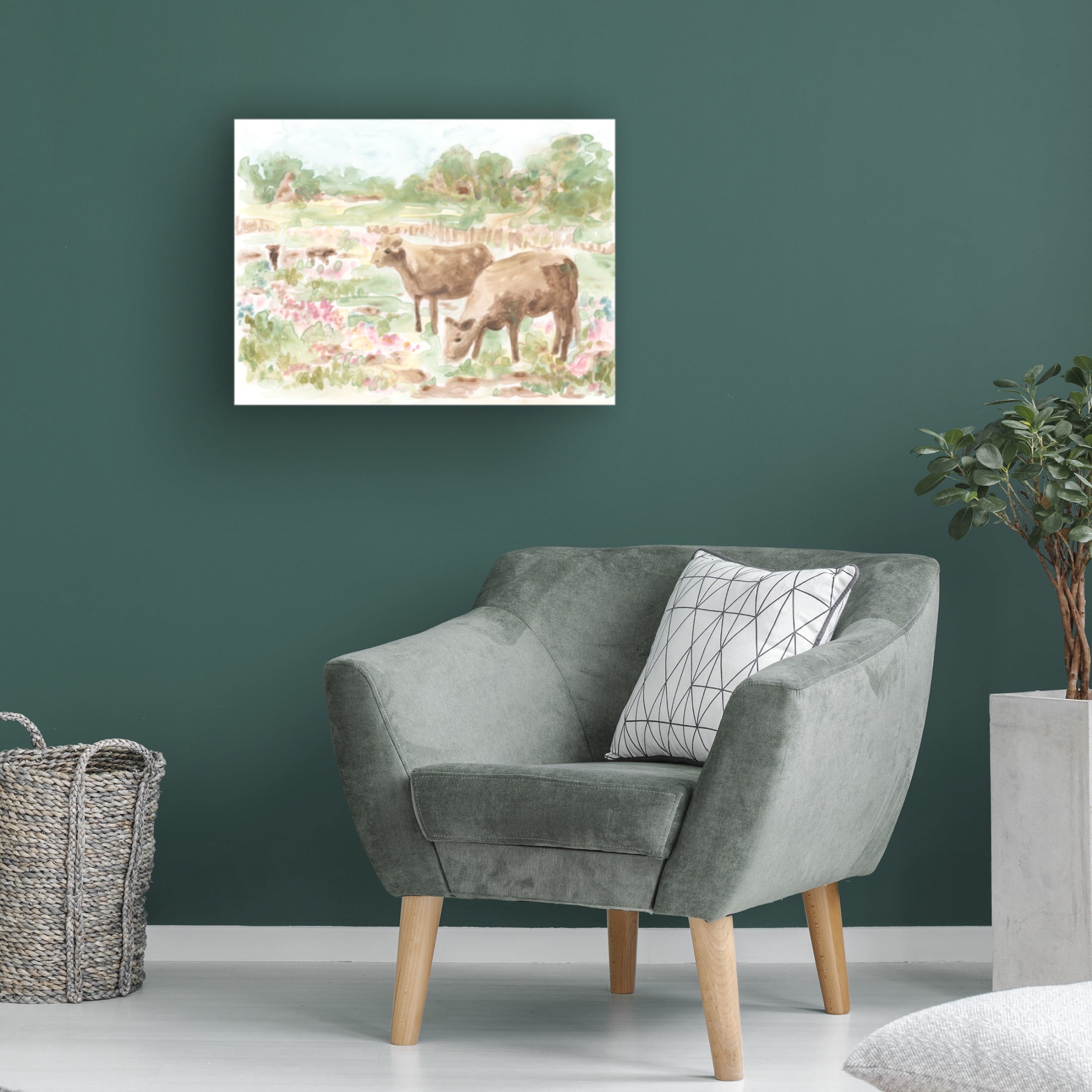 Trademark Fine Art June Erica Vess Cow Meadow II Canvas Wall Art