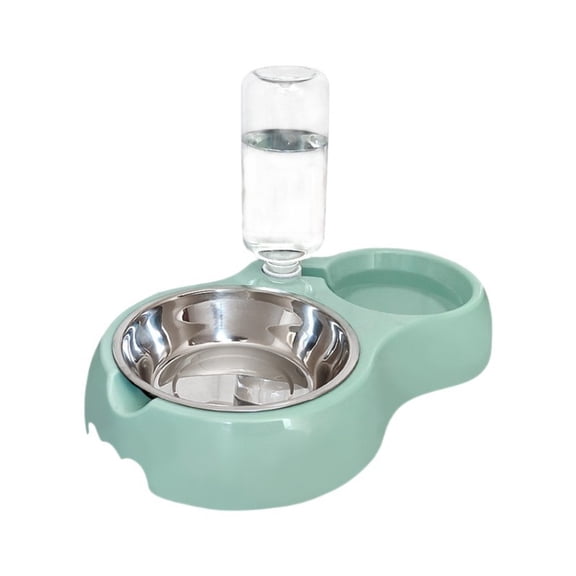 Dog Bowls, Food And Water Bowl Set With Water Dispenser And Stainless Steel Bowls For Cats And Small Dogs, 2-In-1 Pet Feeding And Watering System With Durable Stainless Steel