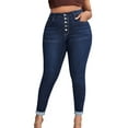 thumbnail image 3 of Jean Moulant pour Femmes Grande Taille Taille Haute Extensible Classique à la Cheville Bleu 4TG, 3 of 7