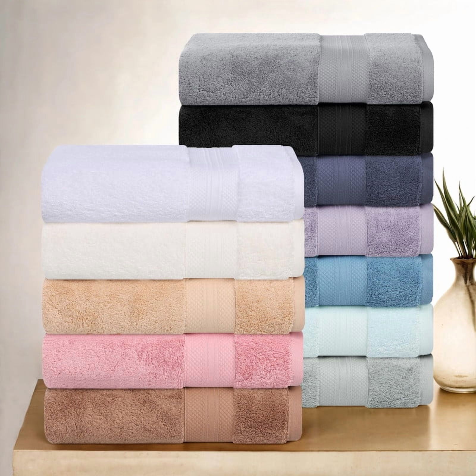 Superior Aria Turkish Cotton 6-Piece Hand Towel Set, Ultra Soft Heavyweight Towels, Coral pink