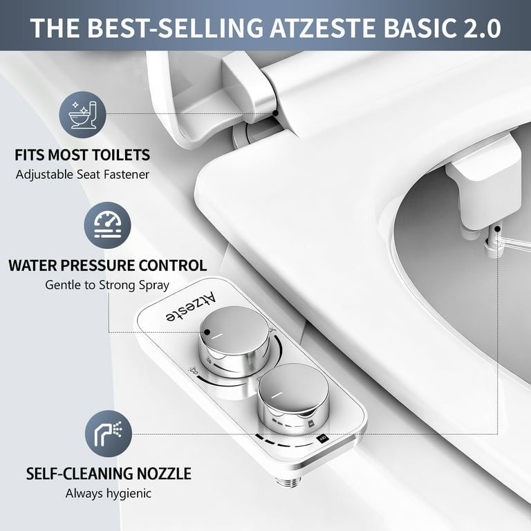 Ultra Slim Bidet Attachment For Toilet Self Cleaning Dual Nozzles Non Electric Bidet Attachment Feminine Wash Adjustable Pressure Control Cold Clean Wate