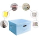 thumbnail image 3 of Paquete de 2 cajas organizadoras de archivos, almacenamiento de documentos de oficina con tapa, organización de archivo colgante de lino plegable para la escuela, almacenamiento portátil para el, 3 of 4