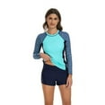 thumbnail image 2 of Women's Rash Guard 2-Piece UPF50+ Sun Protection Long Sleeve Swimsuit Top Swim Shirt and Shorts for Women Swimsuit Set, 2 of 6