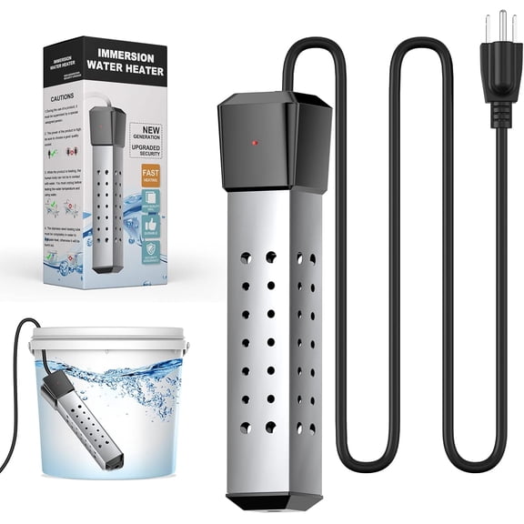 Portable Immersion Water Heater, 2000W, Stainless Steel, Above Ground Pool Heater with Digital LCD Thermometer