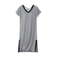thumbnail image 4 of Blmnix Nightgown for Women Backless Nightgown Sleep Dresses Cotton Nightgowns Sleep Shirts Short Sleeve V-Neck Black Backless Nightgown,L, 4 of 5