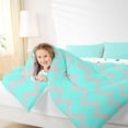 thumbnail image 4 of Feelyou Stripe Line Waves Full Size Comforter Sets, Cyan Abstract Bedding Sets, 3pcs, 4 of 8