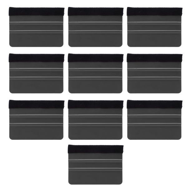 Rascador de vinilo para coche, espátula limpiacristales con fieltro de vinilo profesional resistente a los arañazos para embalaje de película de vinilo, reparación electrónica, color negro, 10 Uds.