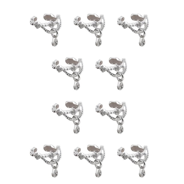 Sonducket Clip de oreja para mujer, joyería de fiesta, decoración, hermana, novia, elegante, delicado, exquisito, colgante brillante de plata Plata 10piezas Sonducket CBP004954
