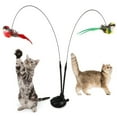 thumbnail image 4 of Interactive Cat Teaser Wand Set With Realistic Birds, Handfree Long Pole & Double Rod, 2 Bird - Shaped Feather Toys For Cats, Powerful Suction Cup Base, Flexible Metal Wires,, 4 of 5