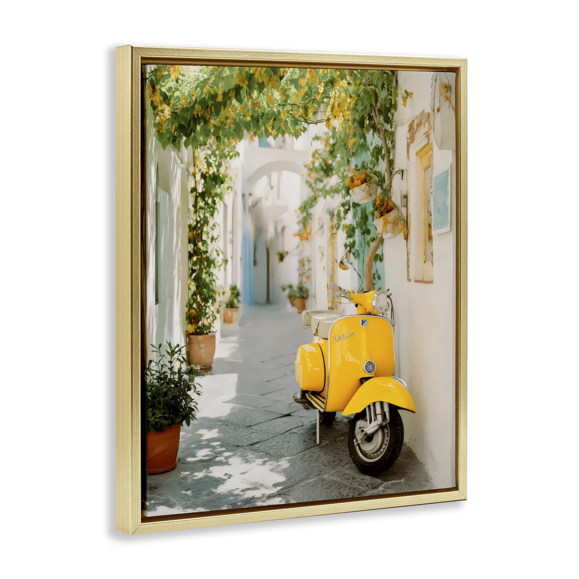 Stupell Industries Vacation Ride Through Alley Gold Framed Floater Canvas Wall Art, design by Franklyn Gregory