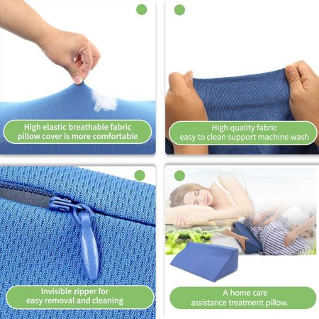 Fanwer Side Bed Wedge Pillow for Sleeping Blue Foam Back Wedge Positioning Pillows for Bed Sores