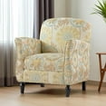 thumbnail image 3 of Hassch Upholstered Accent Chair in Floral Pattern, Stylish Armchair with Solid Wood Legs and Padded Seating, Comfy Chair for Bedroom & Living Room (Beige+Yellow), 3 of 8