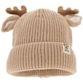 thumbnail image 1 of Gorro de punto grueso para niños Astas Gorro de lana cálido Gorro de punto para bebé (Caqui adecuado para bebés de 3 a 24 meses), 1 of 5