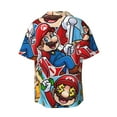 thumbnail image 6 of Lsque Mario print Men's Cuban Collar Short Sleeve Shirt Summer Beachwear Casual Button Down Fashionable Vacation Leisure Shirt-Large, 6 of 7
