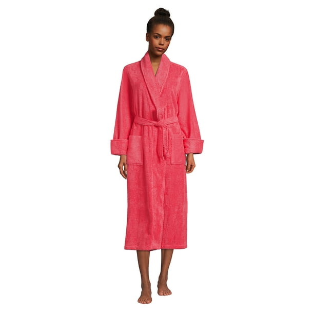 Lands' End Women's Petite Cotton Terry Long Spa Bath Robe