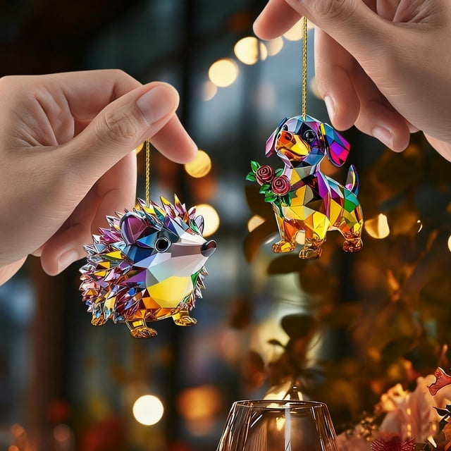 Adornos Navideños Colgantes 2D de Acrílico Multicolor | Tamaño: 8 X 6,5 X 0,5 Cm | Decoración Ligera para El Hogar | 1 Unidad