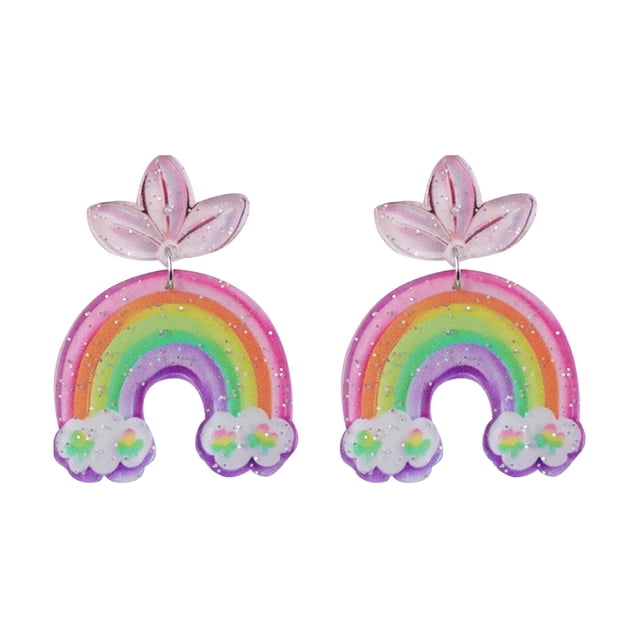 Hollow Candy Color Arco Iris Acrílico Pendientes Europea y Labios Pendientes de fresa Pendientes