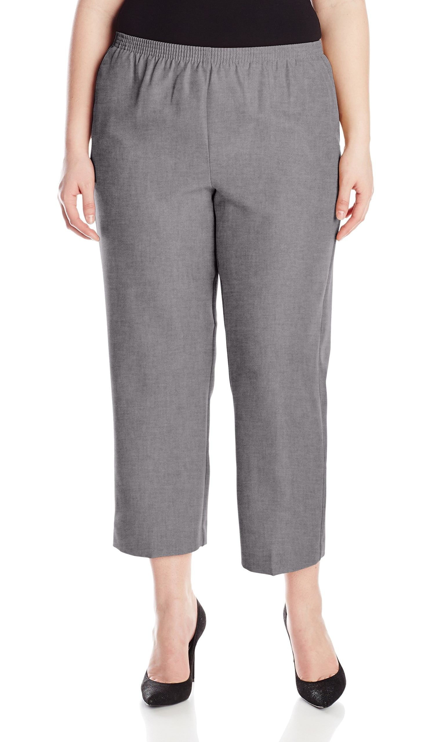 Alfred Dunner - Alfred Dunner Women's Plus Size Polyester Pull-On Pants - Short Length, Grey, 16