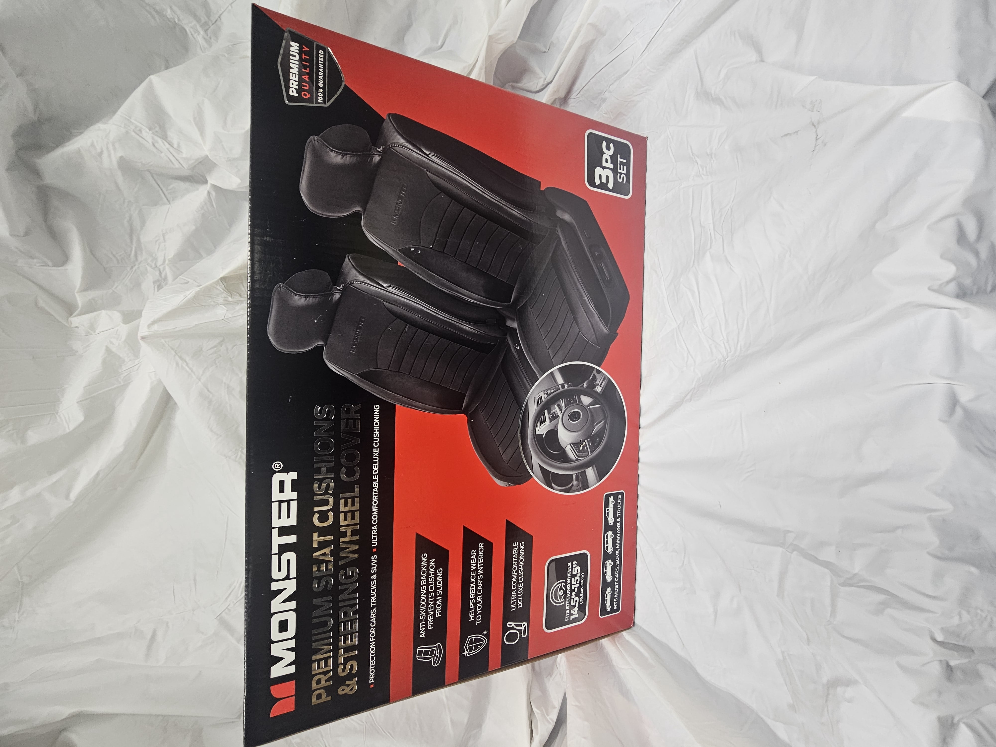 Monster Seat Cover - 2pk with Steering Wheel Cover