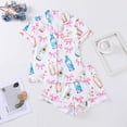 thumbnail image 2 of FASHOFT Womens Bow Pajamas Set Cute Graphic Short Sleeve Button Down Lounge Shorts Sets Soft 2 Piece Valentine's Day Sleepwear White S, 2 of 9