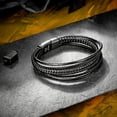 thumbnail image 2 of Herrarmband i rostfritt stål äkta läderarmband flätat med lås, 2 of 5