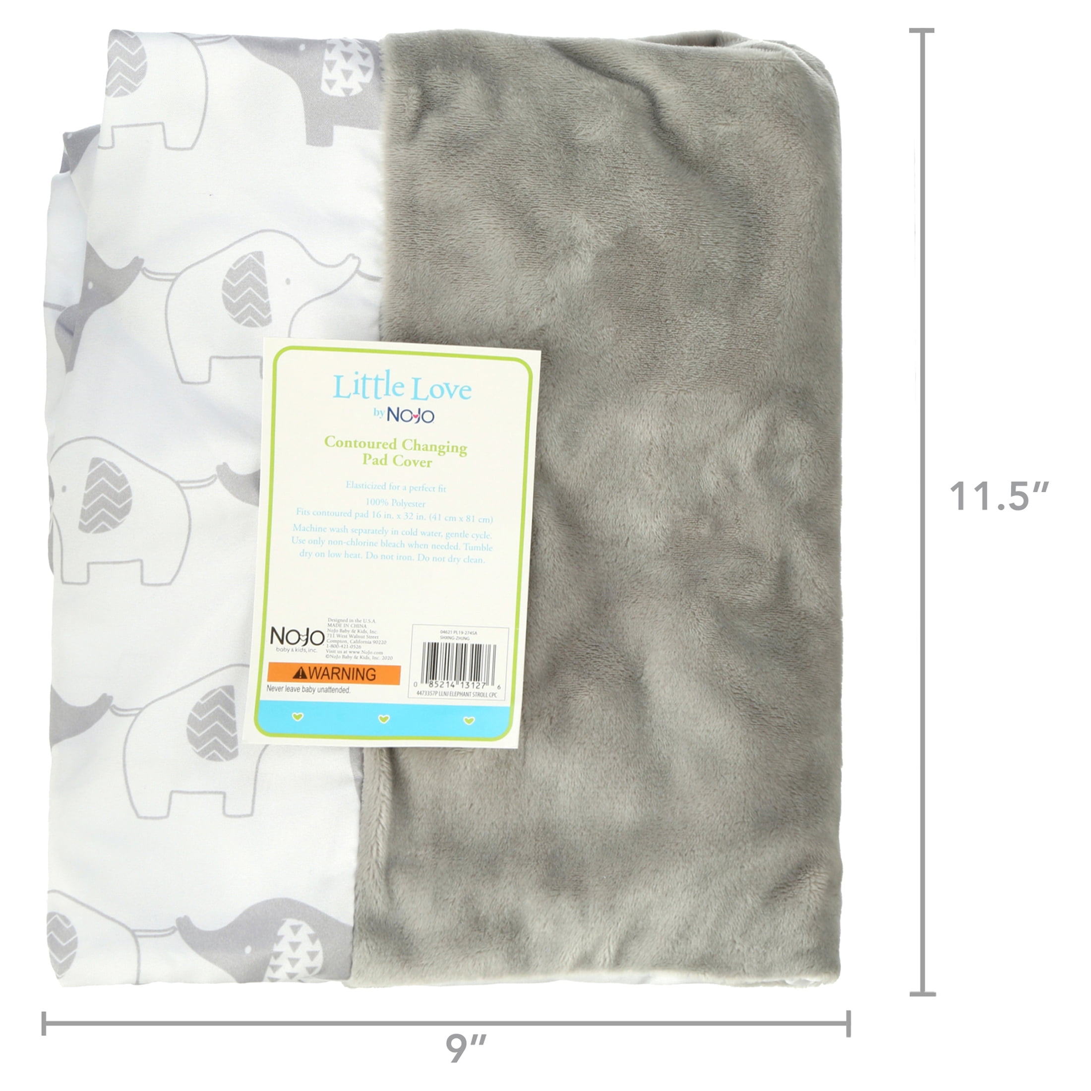 Little Love by NoJo Contoured Changing Pad Cover, Gray