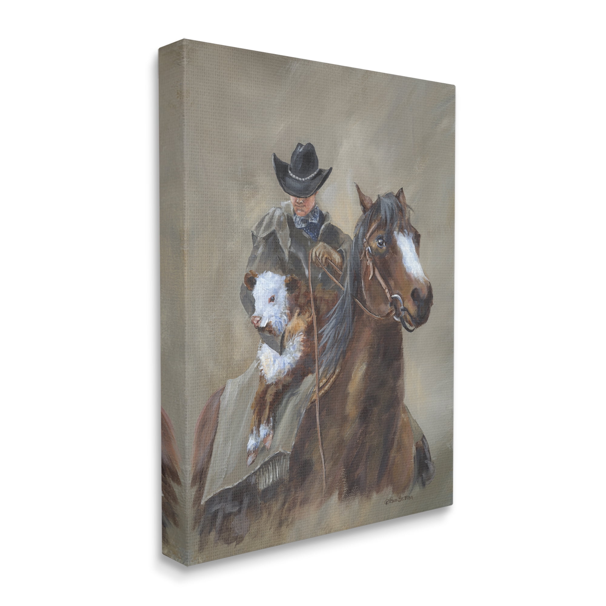 Stupell Ranch Cowboy Western Horse Animals & Insects Painting Gallery Wrapped Canvas Print Wall Art