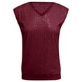thumbnail image 5 of JAJAHO Women's Sparkling Sequin T Shirts Glitter Party V Neck Sleeveless Shiny Tunic Club Night Out Versatile Tops, 5 of 5
