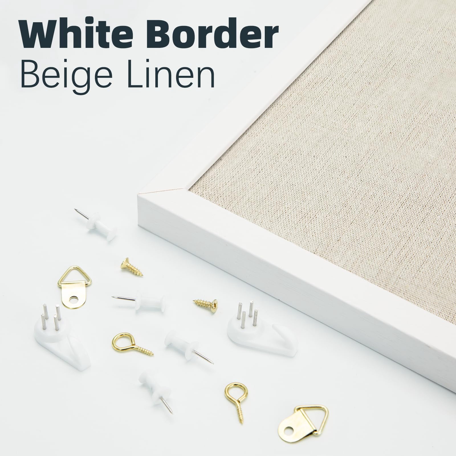 24'' X 36'' Linen Bulletin Board  White Framed Corkboard Oak Frame Cork Vision And Decorative Hanging Pin