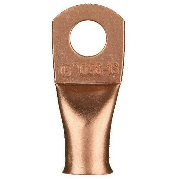 Install Bay CUR212 Copper Uninsulated Ring Terminal, 2 Gauge, 1/2", 10 Pack