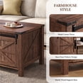 thumbnail image 6 of OKD 48" Farmhouse Lift Top Coffee Table with Sliding Barn Door, Rustic Center Table with Hidden Storage Compartment for Living Room, Office, Reclaimed Barnwood, 6 of 9