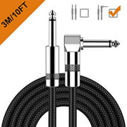 Guitar Cable 10ft New bee Electric Instrument Cable Bass AMP Cord for Electric Guitar Bass Guitar Electric Mandolin Pro Audio (1/4 inch Right Angle to Straight Black)