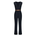 thumbnail image 4 of LMOIPLI Women's V Neck Dressy Long Pants Rompers Wide Leg 2024 Sleeveless Jumpsuits for Women Black,XL, 4 of 6