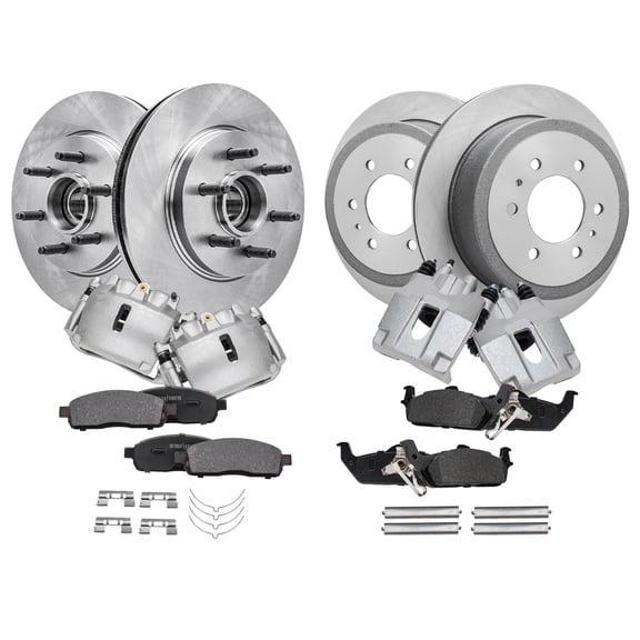 Detroit Axle - RWD Brake Kit for 2005-2008 Ford F-150 2006 2007 2008 Lincoln Mark LT Rear & Front Disc Brake Rotors Ceramic Brakes Pads w/ Hardware Brake Calipers Replacement