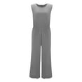 thumbnail image 4 of Riforla Women's Summer Solid High Waist Short Sleeve Wide Leg Jumpsuit Casual Loose Fit Pantsuit Casual Jumpsuits for Women Grey L, 4 of 5