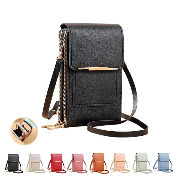 Anti Theft Leather Bag, Touchscreen Phone Crossbody Bag, PU Leather Mini Purse with Card Slots, Fits up to 6.7 in Phone