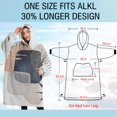 thumbnail image 4 of Oversized Wearable Blanket Hoodie,Blue Boho Abstract and Plant Pattern Sherpa Blanket Hoodie with Super Pockets,Super Warm Fuzzy Pullover for Women & Men, 4 of 6