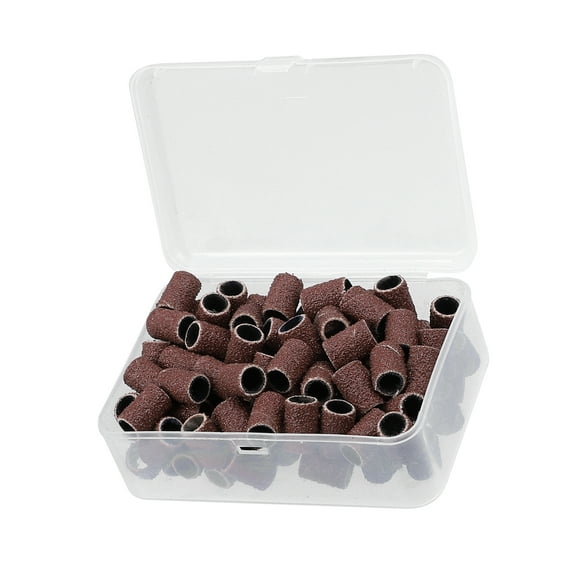Unique Bargains 100 Pcs 60 Grit Nail Drill Bits Sanding Bands Gel File Polish Remover For Electric Nail Tools Brown