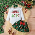 thumbnail image 2 of CXYYY Baby Girl My First Christmas Outfit Set Long Sleeve Romper and Skirt with Cute Bow 3Pcs for Toddler Holiday Christmas Party Clothes Red Size: 3-6 Months, 2 of 7