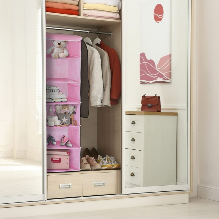 Pink hanging closet organizer sale