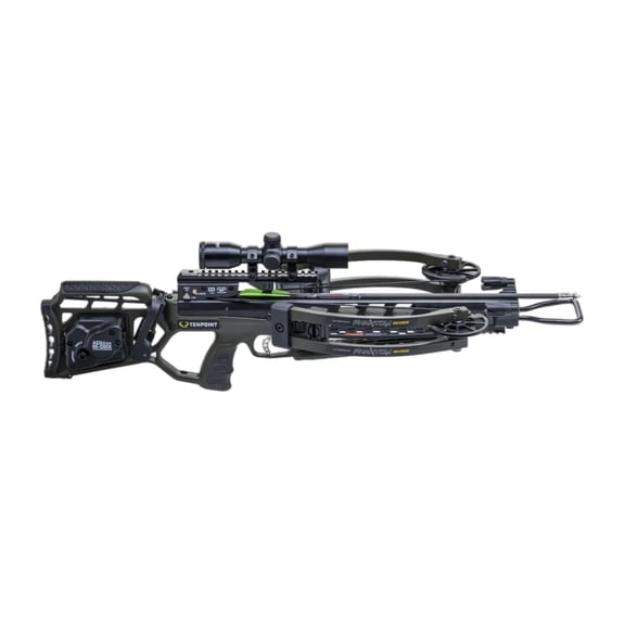 TenPoint Phantom Decock Moss Green Crossbow 400 FPS Ultra-Compact Reverse-Draw Design ACUdraw De-Cock System D1 Two-Stage Trigger 70-Yard Pro-View 400 Scope