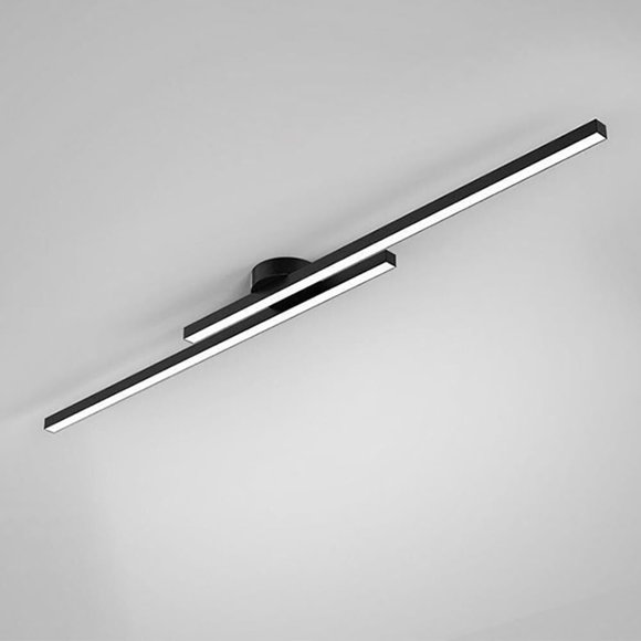 LED Long Strip Semi Flush Mount Ceiling Lamp Minimalist Ceiling Light Modern Chandeliers Linear Close-to-Ceiling Lights for Living Room Bedroom Hallway Kitchen(Black 6000K,120cm)