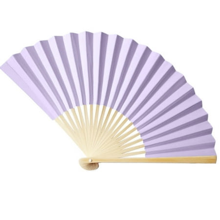 

Chinese Style Hand Held Fan Bamboo Paper Folding Fan Party Wedding Decor Fans bamboo Light purple