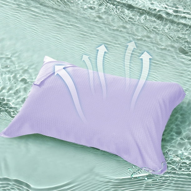 Funda de almohada de punto de algodón natural, transpirable y refrescante para el verano, ideal para el cuidado del cabello y la piel, de fibra suave, tamaño estándar, Aestivo | Morado |