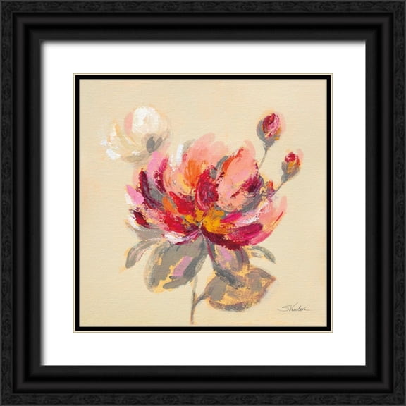 Vassileva, Silvia 12x12 Black Ornate Wood Framed with Double Matting Museum Art Print Titled - Blooming Peony I