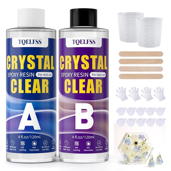 Kit de resina epoxi TQELFSS 240 ml transparente de curado rápido, mezcla 1:1