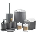 thumbnail image 2 of 10-Piece Gray Bathroom Set - Trash Can, Soap Dispenser, Toilet Brush & Vanity Tray, 2 of 3